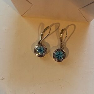 Napier Silver Earrings with Blue Accents